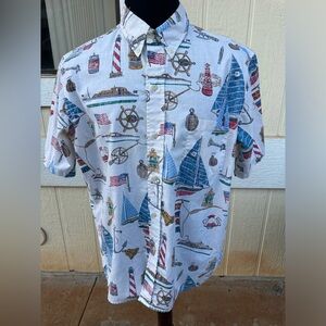 PreOwned Reyn Spooner Multicolored Full Button Hawaiian Print Men's Large
